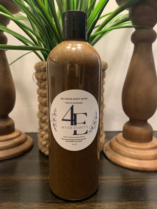 4everevolvn Organic Sea Moss infused African Black Soap Body Wash/Shampoo